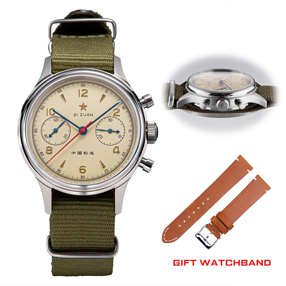 38mm 1963 Mens Watch Polit Chronograph Wristwatch ST1901 Mechanical Original Air Force 40mm Acylic Reloj Homber Tianjin Movement