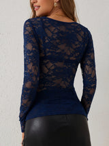 Elegant Floral Lace V-Neck Top