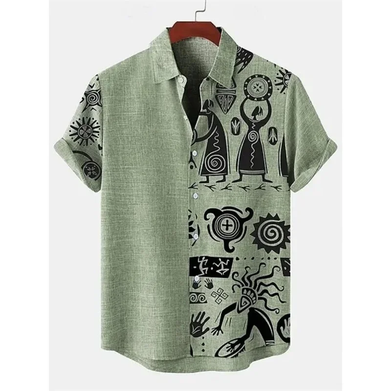 Men's Retro Hawaiian Print Short Sleeve Casual Shirt