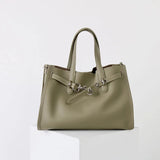 Luxury Brand Silver Buckle Women Bags Genuine Leather Handbags Women Shoulder Bags Cowhide Autumn Winter New Square Women Totes