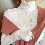 Women’s Floral Lace Mesh Mock Neck Long Sleeve Top