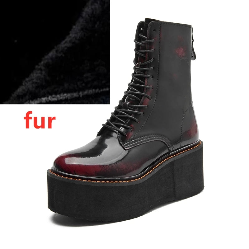 Genuine Leather Winter Wedge Boots