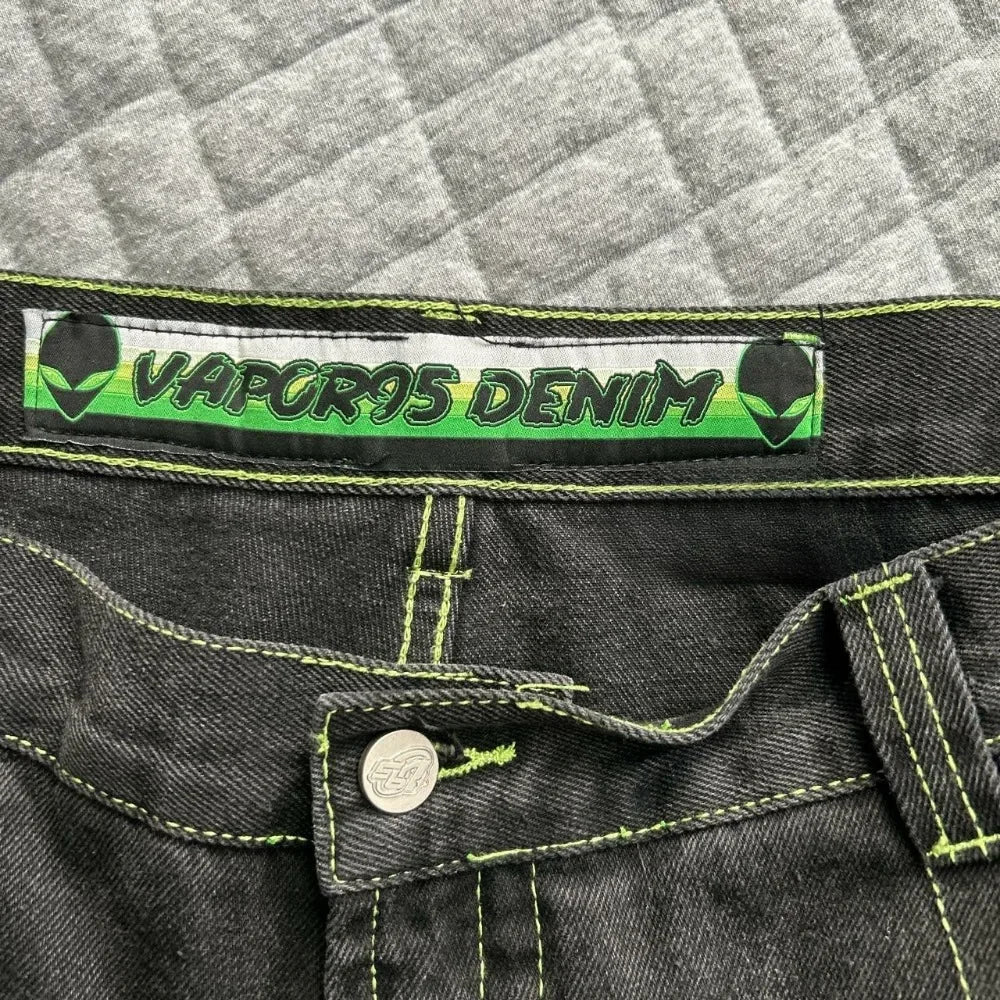 Alien Pattern Wide-Leg Hip-Hop Jeans