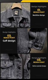 Trendy Workwear Casual Denim Jacket Thickened Fleece Lined Men's Clothing Versatile Jeans Outerwear for Youth