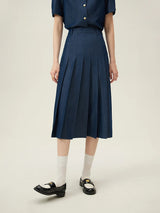 Women's Pleated Midi Skirt – Elegant Office Style