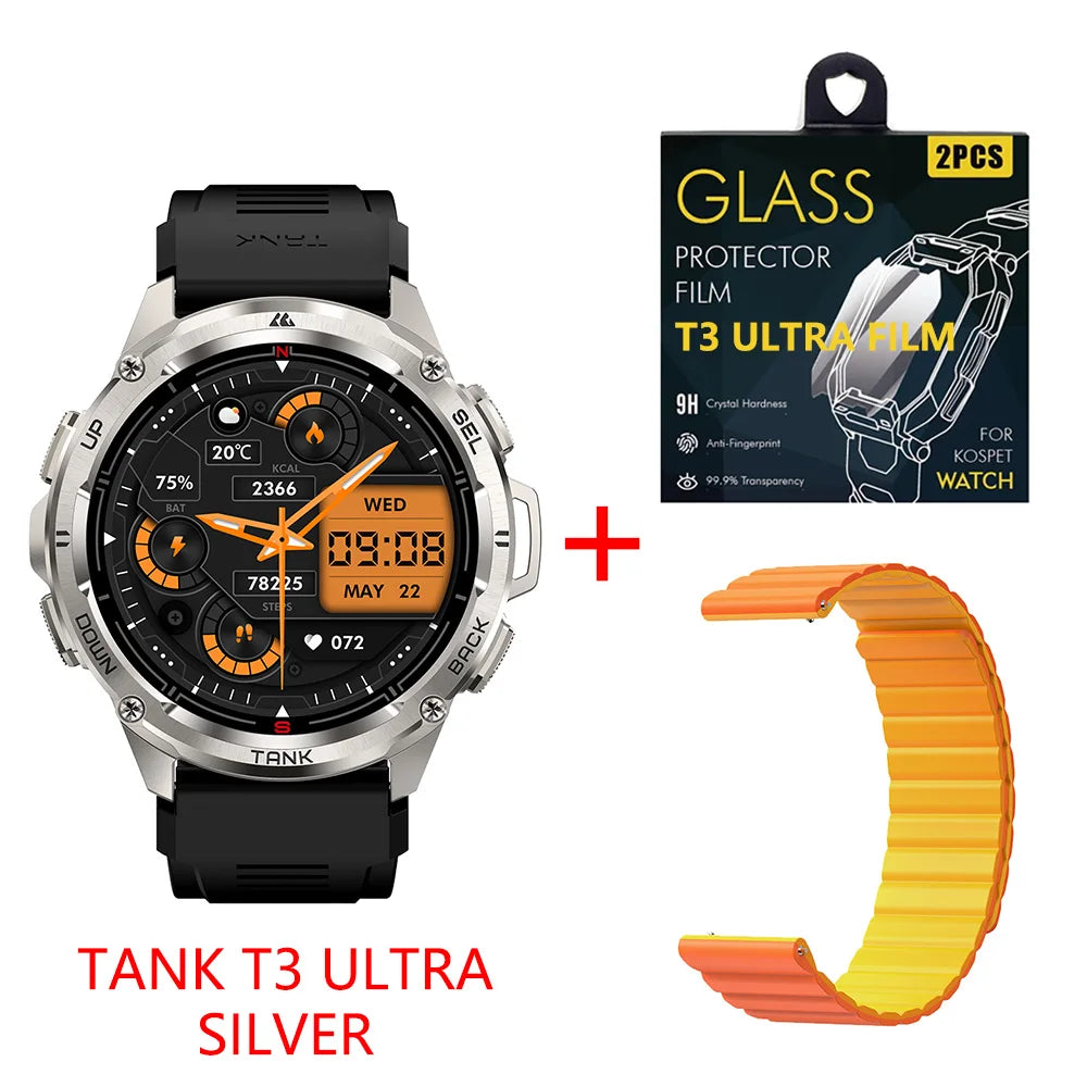 2025 KOSPET TANK T3 Ultra GPS Smart Watch For Men Smartwatch Women 470mAh Battery Digital Fitness AMOLED AOD Bluetooth Watches