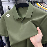 Men's Luxury Cotton Polo | Geometric Print Summer Shirt