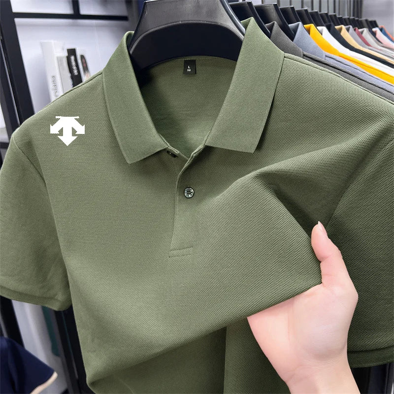 Men's Luxury Cotton Polo | Geometric Print Summer Shirt
