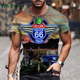 Vintage Route 66 Biker Print Men's Graphic Tee