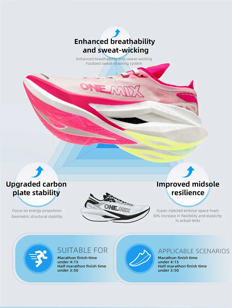 ONEMIX Professional Marathon Racing Running Training Shoes Men Full-length Shock Absorption Sports Carbon Plate Walking Sneakers