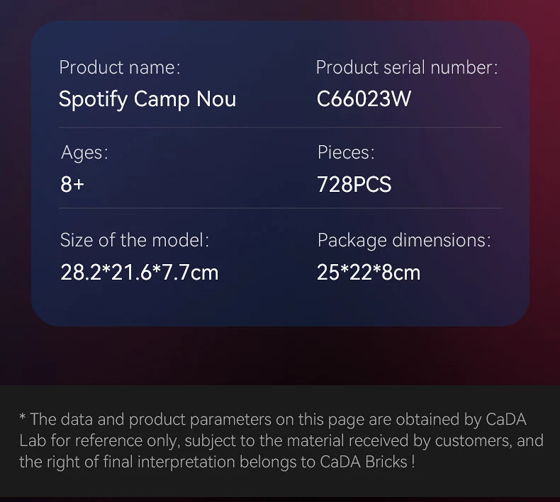 CaDA Camp Nou (Barcelona FC) Stadium Building Block Set / 728 Pieces / Collector's Item for Football Fans & Block Enthusiasts