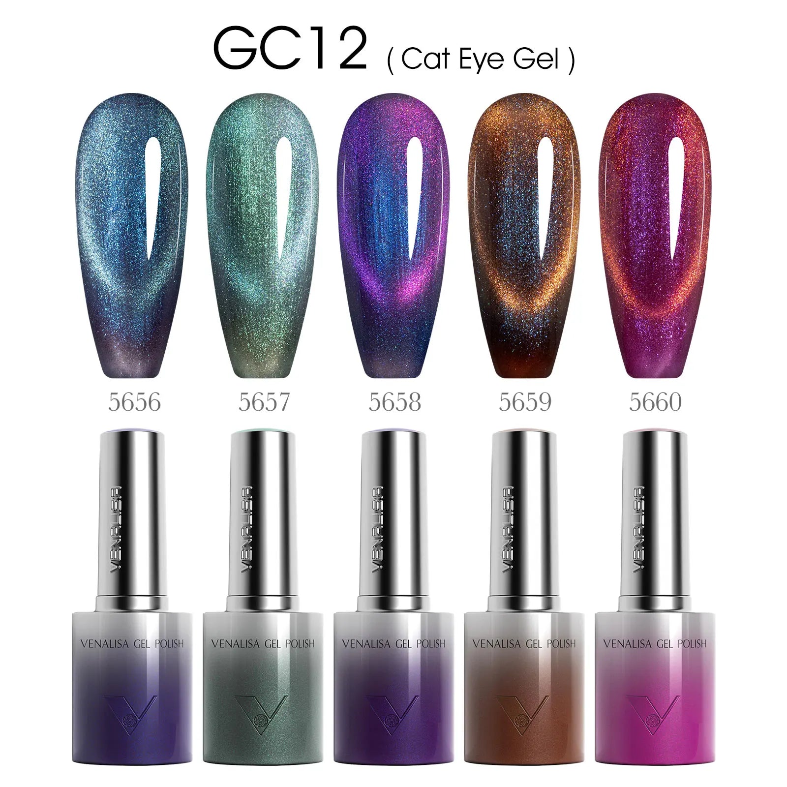 5pcs*10ml/kit VENALISA HEMA FREE TPO FREE Glitter Red Cat Eye Gel Nail Polish Ultra Diamond Gel UV LED Soak Off Nail Manicure