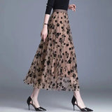 Romantic Floral Tulle A-Line Midi Skirt