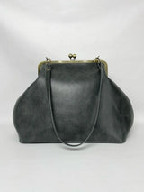 LOST IN VINTAGE Artificial Leather Soild Bag Large Balls Kiss-lock Large Big Clutch Handbag Proudly Carried In Hand 35x30x20cm