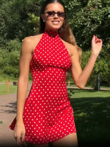 Halter Polka Dot Mini Dress