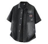 Men's Denim Shirt Summer Fashion Breathable Cotton Blend Short Sleeve Shirt Street Trendy Daily Outing Comfortable Jean Shirt