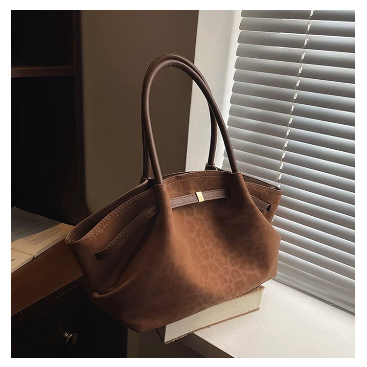 2025 Leopard Print Suede Women Tote Bag with Inner Pocket Underarm Bag Large Capacity Satchel Bag for Work Travel Purses Handbag