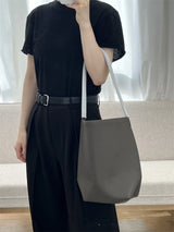 25 year new cowhide lychee pattern single shoulder commuting versatile large capacity bucket bag