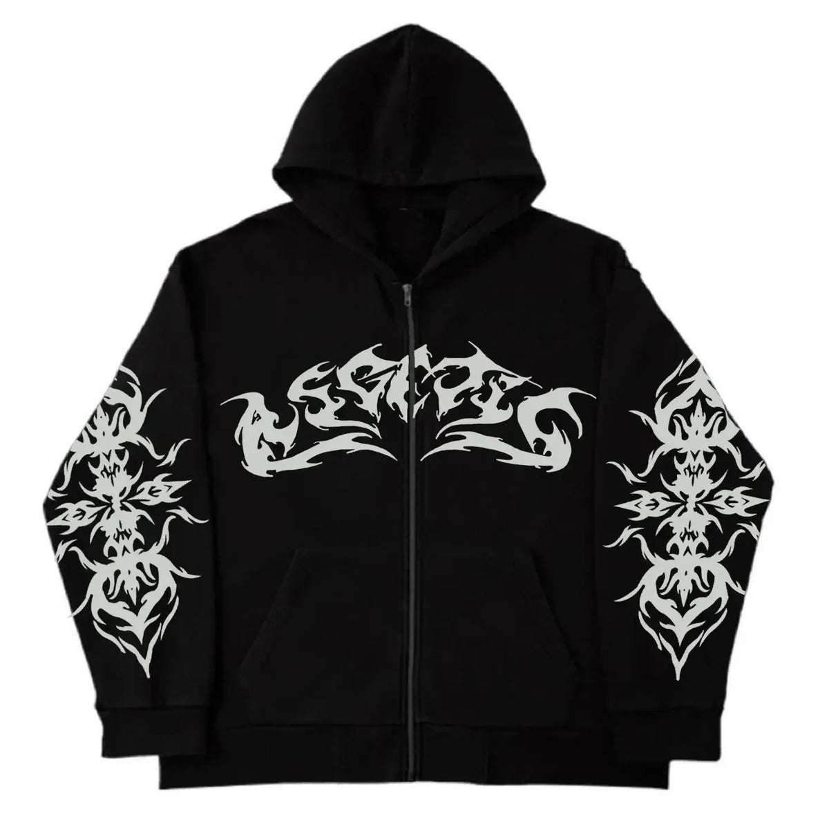 Y2K Graphic Zip-Up Hoodie for Everyday Street Style