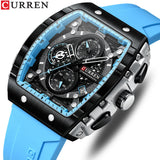 Men’s Sport Quartz Watch – Yellow Silicone Strap, Luminous Auto Date Square Dial