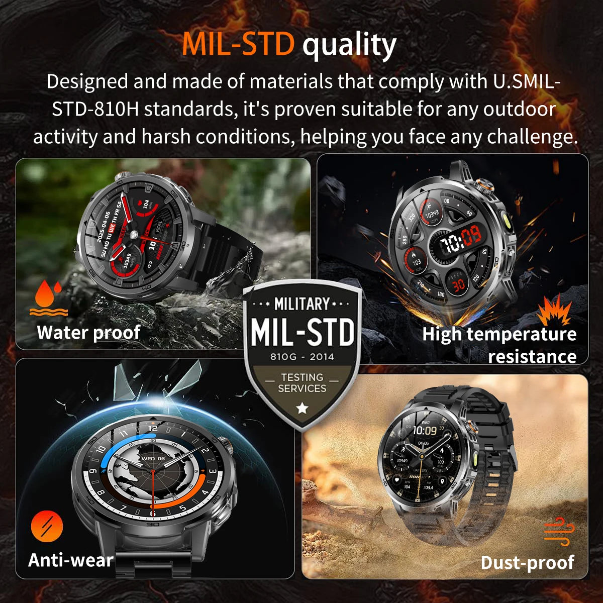 GUHUAVMI AK95 Pro Smartwatch – AMOLED, GPS & Flashlight
