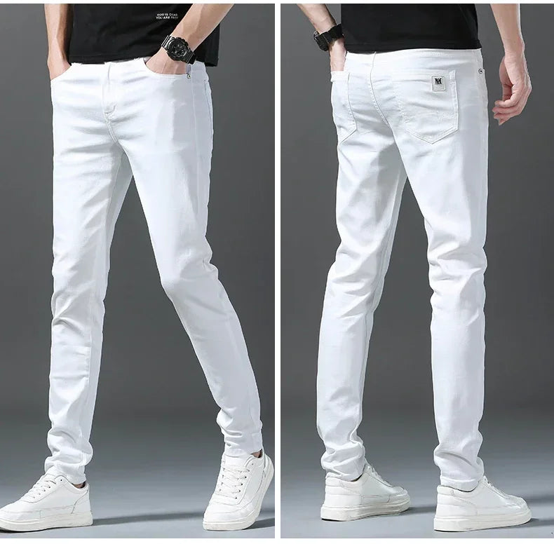 Men's Slim-Fit Cotton Jeans – Crisp White