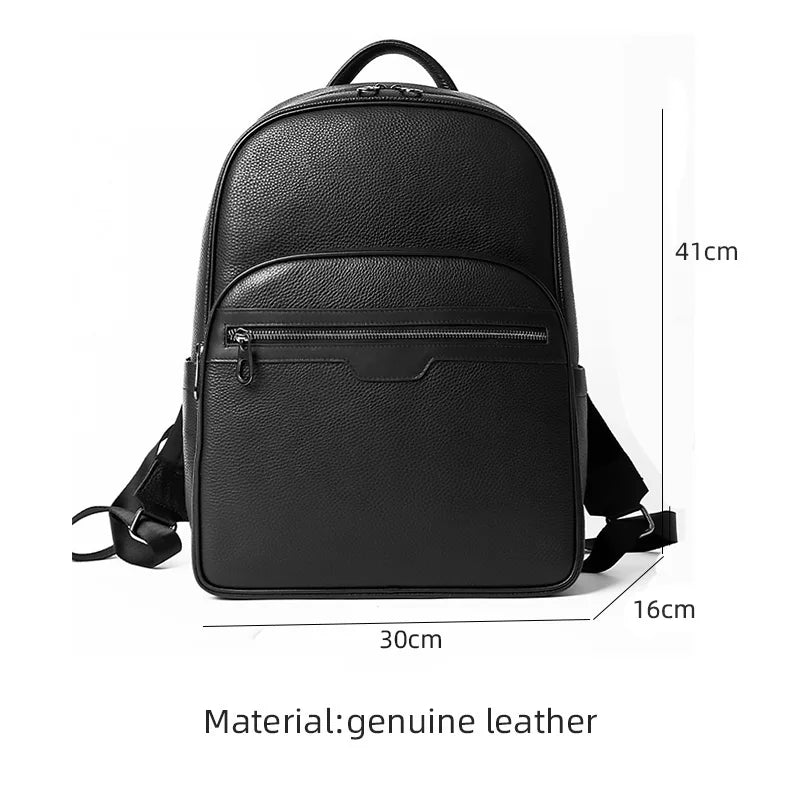 New Brand Genuine Leather Men Backpacks Fashion Real Natural Leather Student Backpack Boy Luxury Computer Laptop Bags