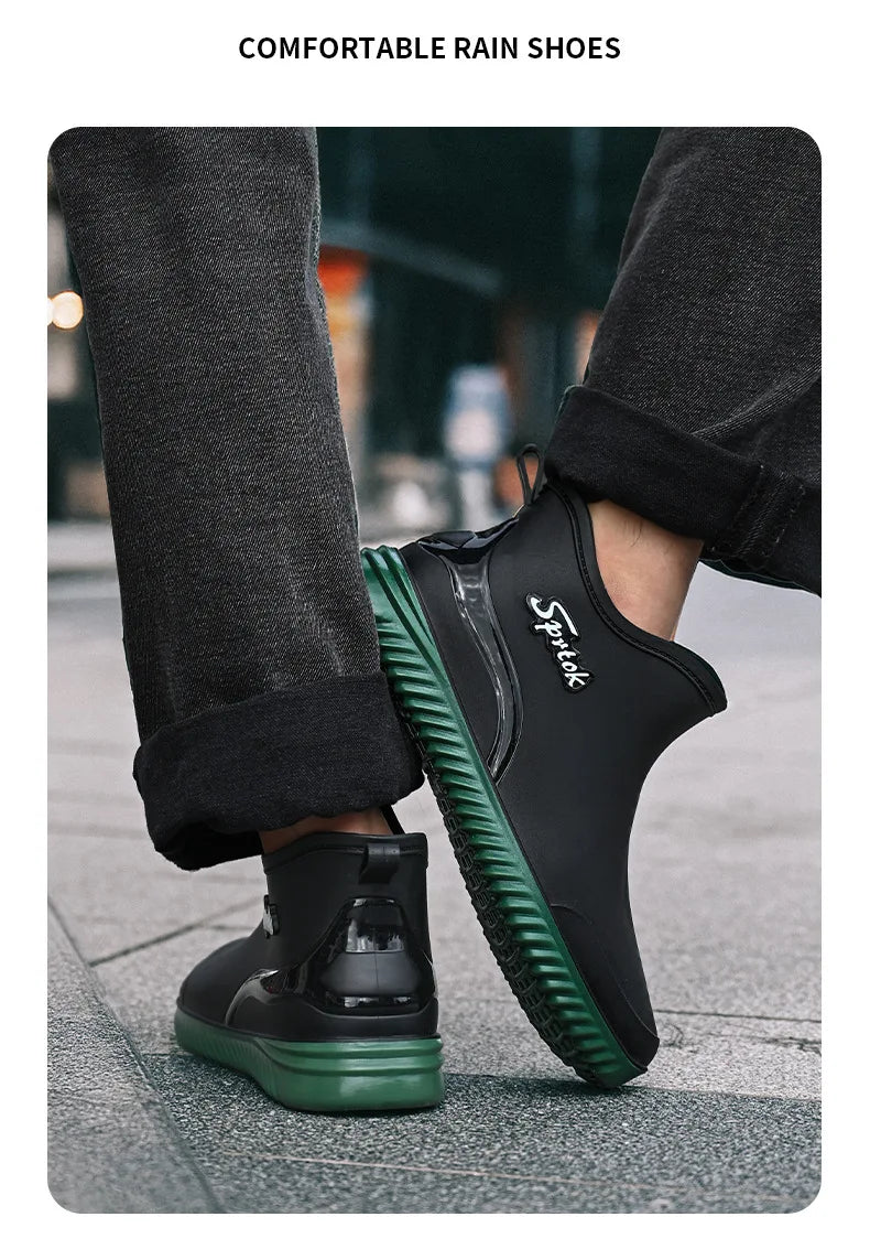 Fashionable Adult Short Rain Boots Waterproof Ankle Shoes Anti-Slip Durable Rubber Footwear For Men Women Suitable for Rainy Day