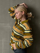 Vintage Striped Oversized Polo Shirt