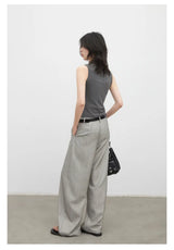 Women's Herringbone Wide-Leg Office Trousers