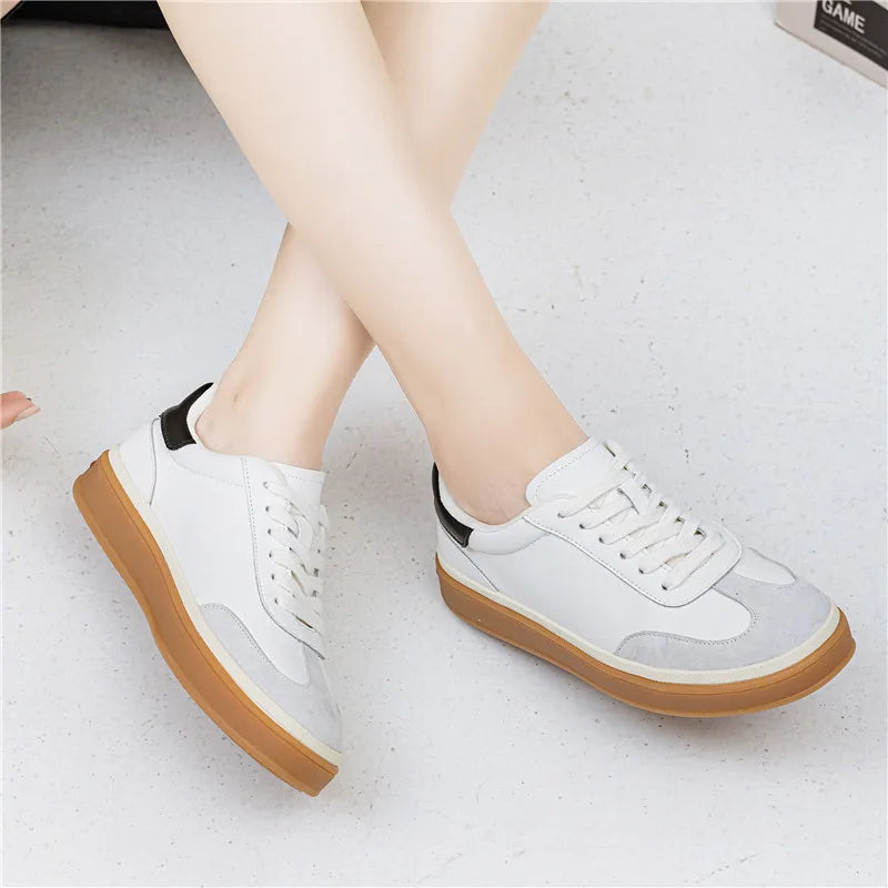 MORAZORA Women's Genuine Leather Platform Sneakers