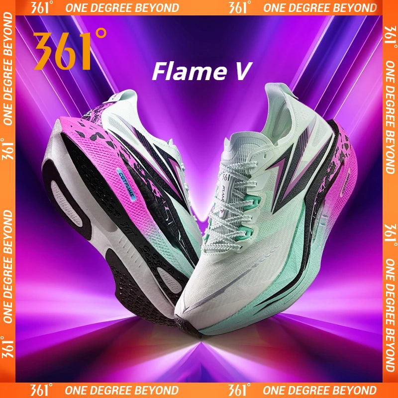 361 Degrees Flame 5 Men's Running Shoes Carbon Plate Breathable Stable Rebound Grippy Durable Marathon Male Sneakers 672612213