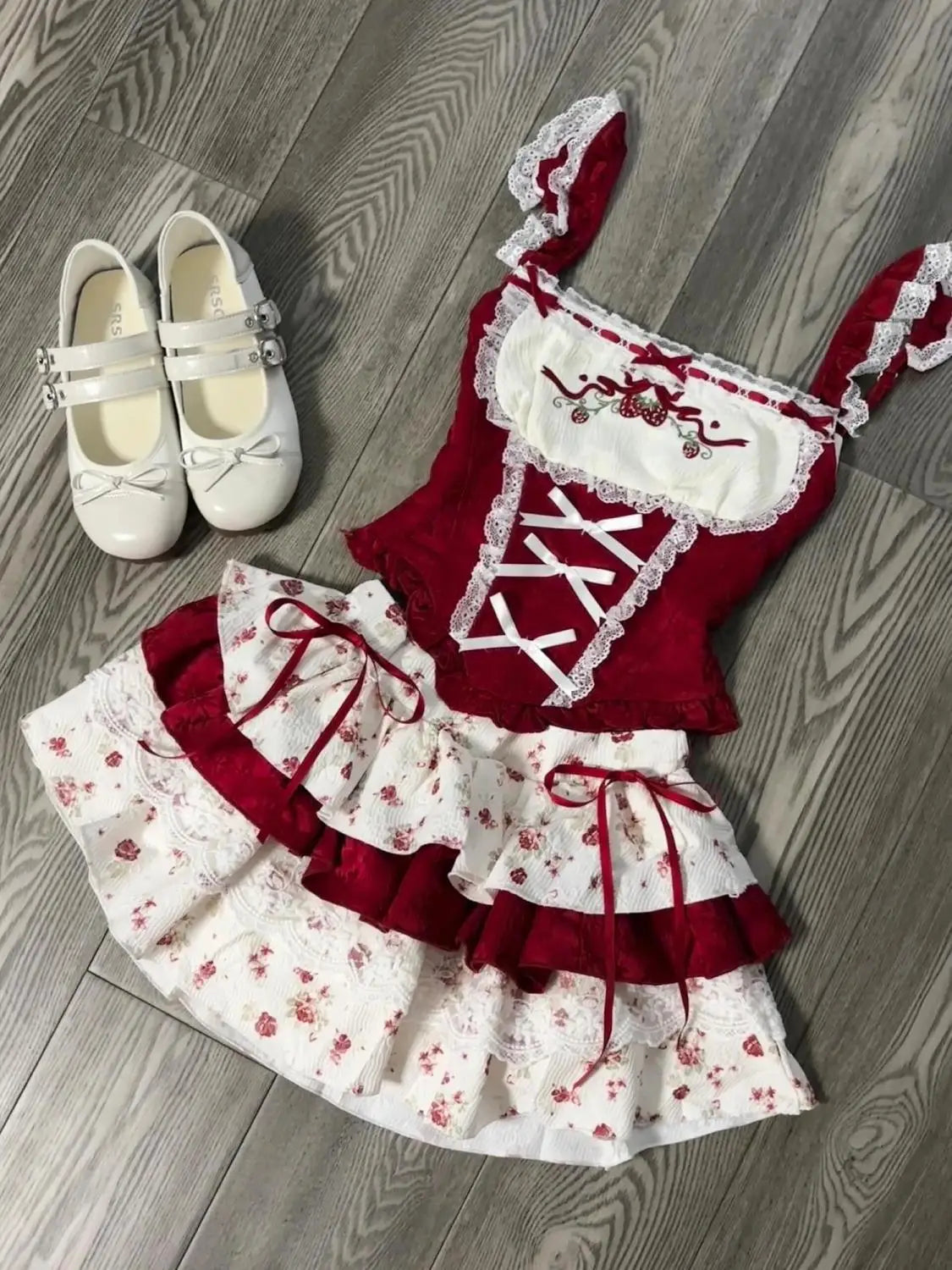 Spring Y2K Princess Outfits Women 2 Piece Sets Sweet Kawaii Bow Tops + Lace Pleated Skirt Female Retro Chic Preppy Style Clothes