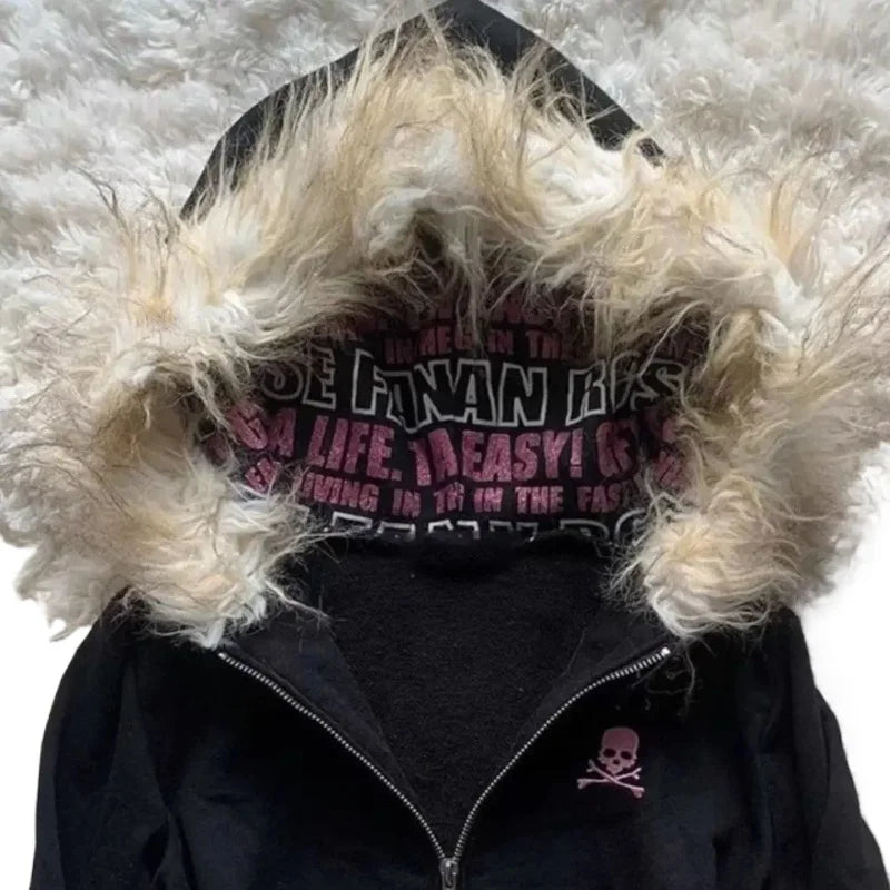 Women’s Retro Zip-Up Hoodie with Slight Stretch