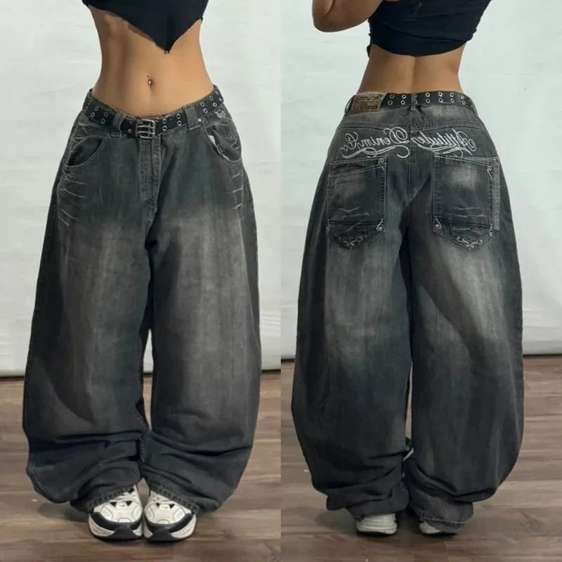 Men's Y2K Wide Leg Printed Baggy Jeans | Vintage Street Style
