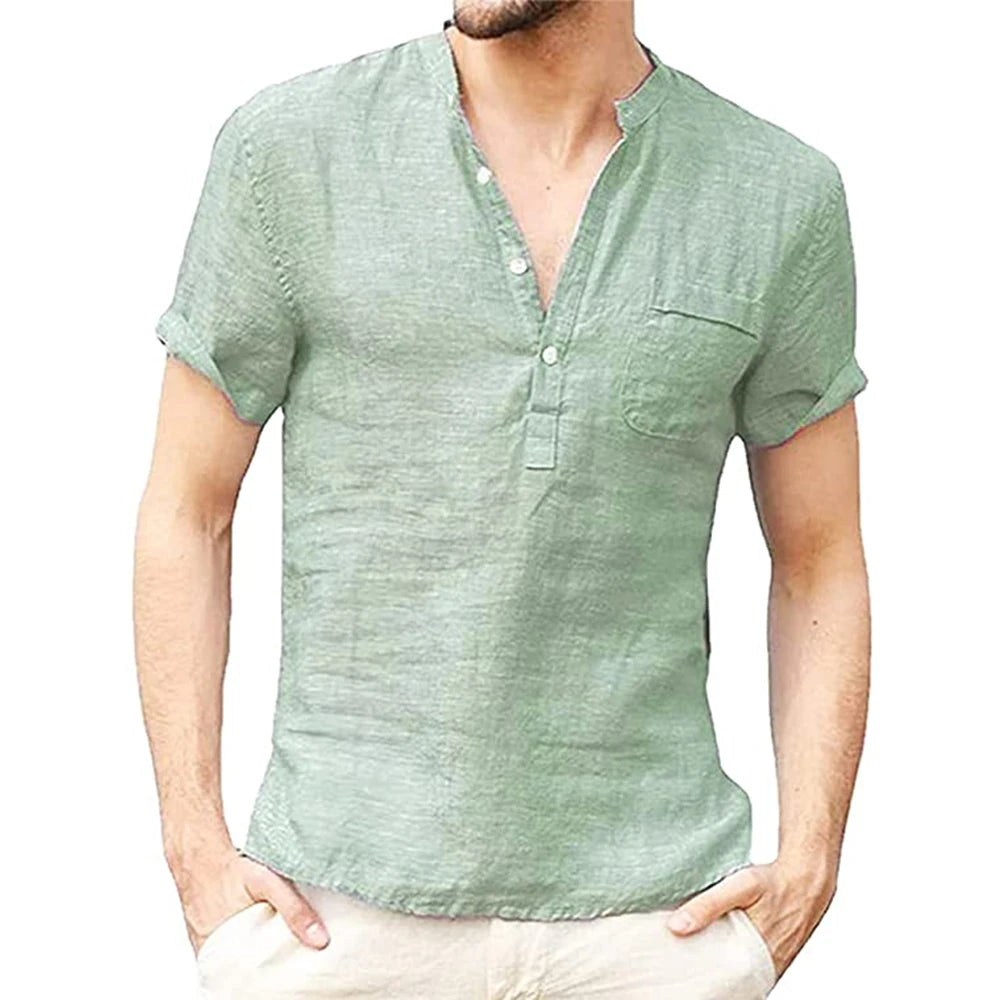 Men's Cotton Linen Short Sleeve T-Shirt