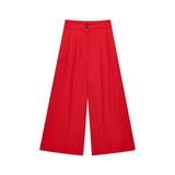 2-Piece Sleeveless V-Neck Trouser Set with Belt – Summer Commuter Wide Leg Suit