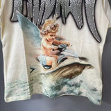 MIXED EMOTION Oversized Cotton Rhinestone T-Shirt