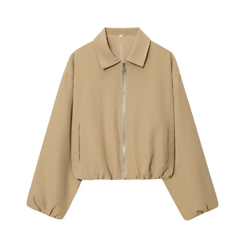 MUJER Women's Puffed Varsity Bomber Jacket | Cropped & Chic