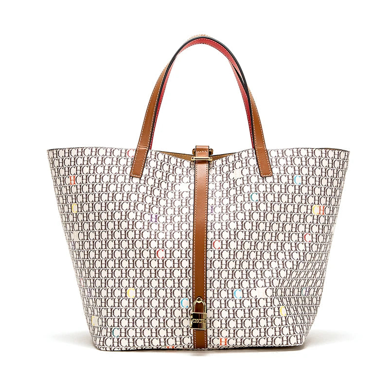 Classic Style Women's Large-capacity Handbag Letters Print Design Small Metal Accessories Exquisite Workmanship