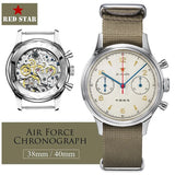 RED STAR 38mm Men's 1963 Chronograph Mechanical Watch Pilot with Seagull Movement ST1901 Air Force Aviation Sapphire Goose 40mm
