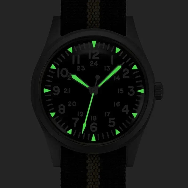 2025 New RDUNAE RA03 34.5mm Military Men Vintage Quartz Watch G10 Miyota 2035 Watches K1 Mineral Glass Stainless Steel Wristwatc