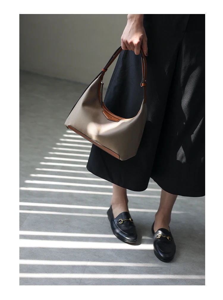 New Arrival Underarm Bag Women Genuine Leather Crossbody Bag Fashion Female Nylon Handbag Luxury Messenger Purses