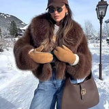 Gradient Faux Fox Fur Overcoat