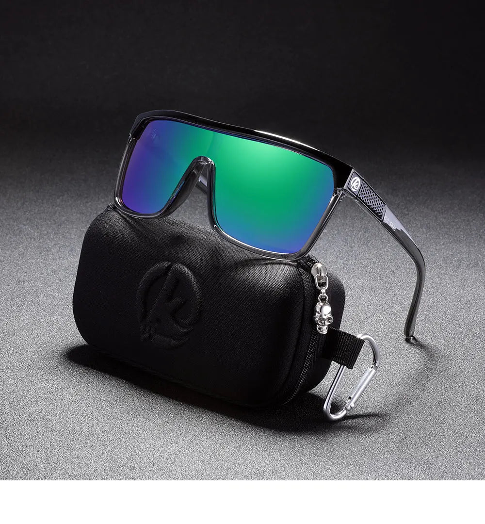 KDEAM One-piece Shape Men Sunglasses Polarized Elastic Paint Surface Sun Glasses Women Suitable Long-lasting Goggles Cat.3