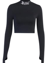 Gothic Letter Embroidery Crop Top