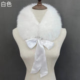 Fluffy Faux Fur Headband Neckerchief 2 in 1 Winter Thermal Plush Ear Warmer Collar Scarf  Satin Ribbon Bow Women Hair Band