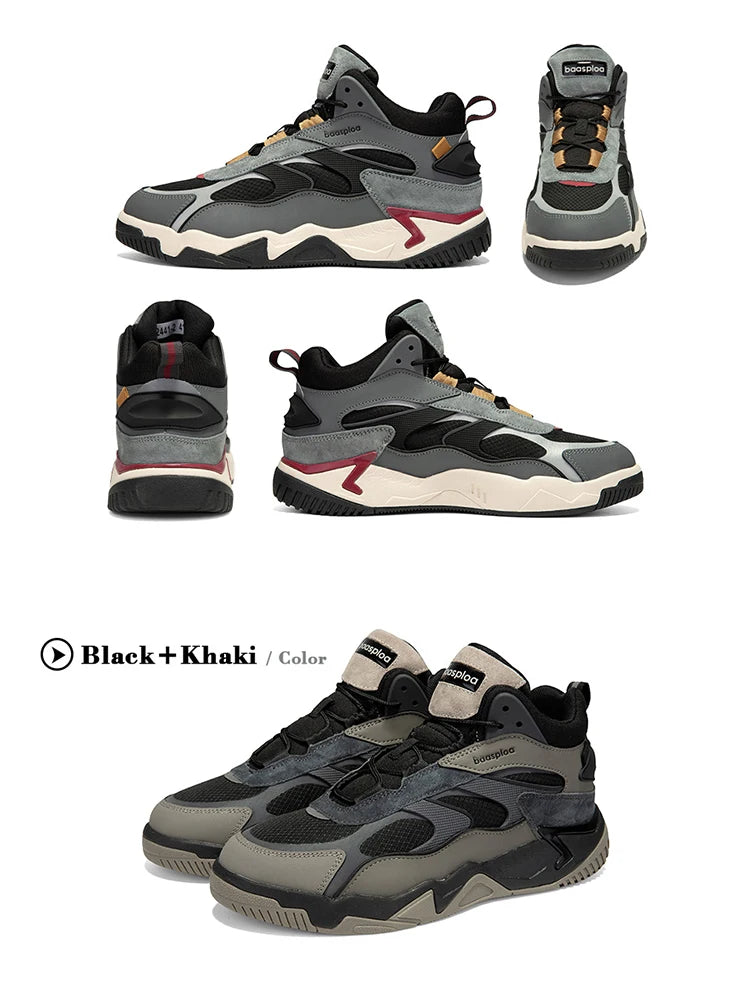 Baasploa Winter Men Shoes Fashion Plush Warm Waterproof Leather Sports Shoes Male Casual Outdoor Non-Slip Lace up Walking Shoes