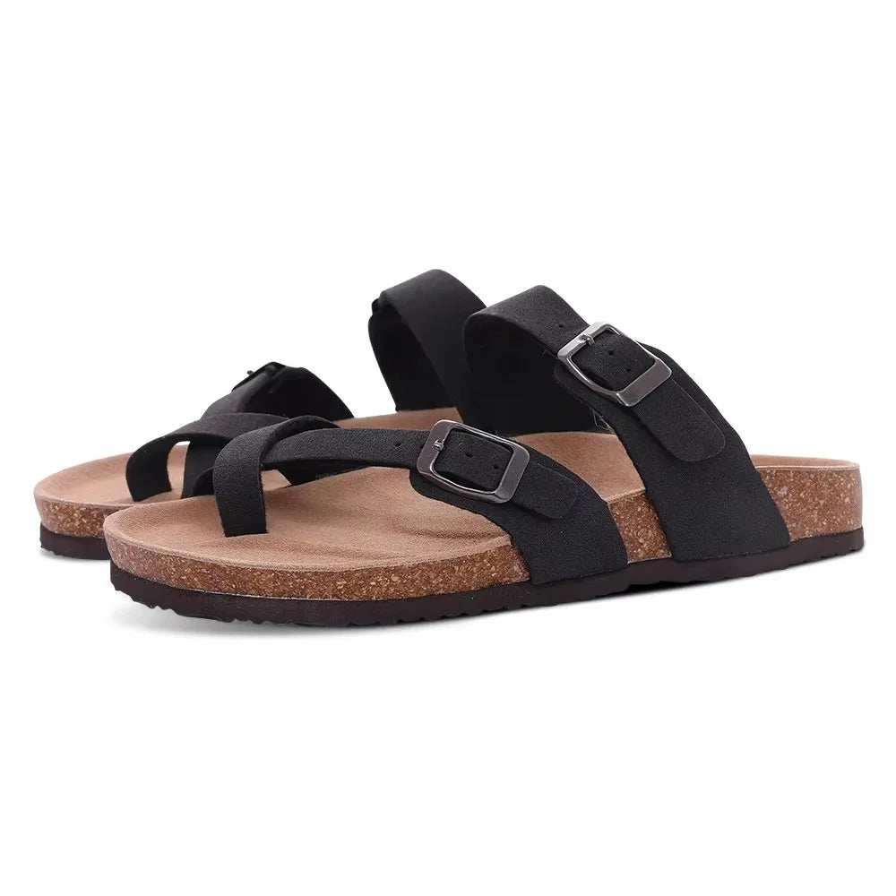 Women’s Suede Sandals with Cork Footbed