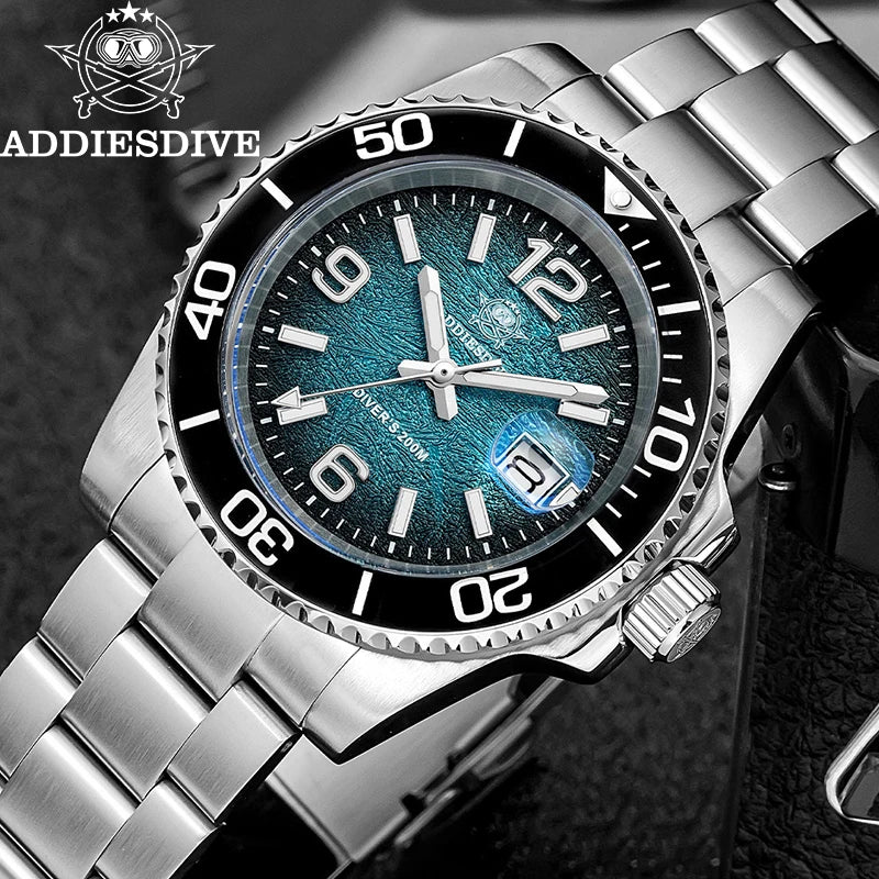 ADDIESDIVE 2025 New Men's Watch Diving 41mm Quartz Wristwatch 200m Waterproof Ceramic Bezel Super Luminous Swim Watch